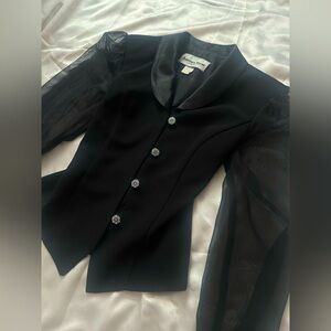 vampy sheer sleeve blazer